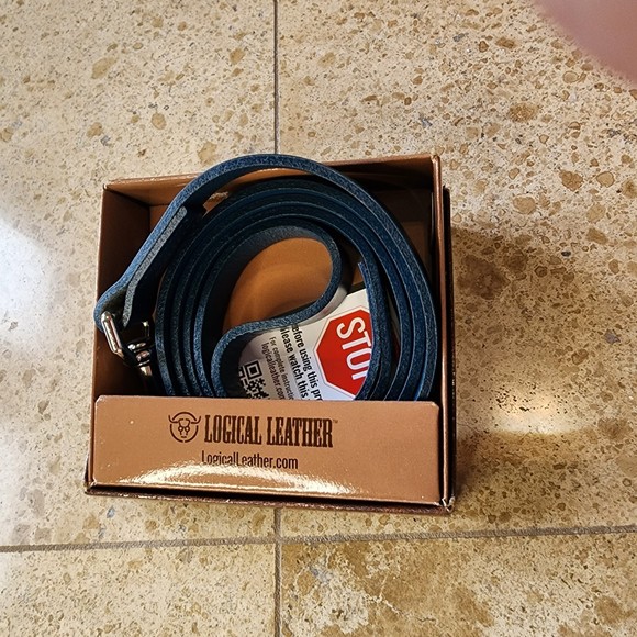 Logical Leather LEATHER DOG TRAINING LEASH 4' Blue - Picture 2 of 5